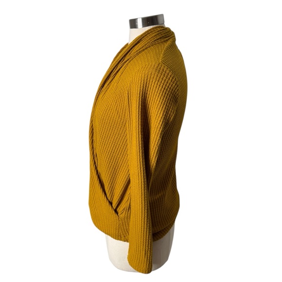 Anthropologie Akemi and Kin Woodruff Waffle Knit Wrap Mustard Long Sleeve Sz‎ XS - Picture 4 of 11